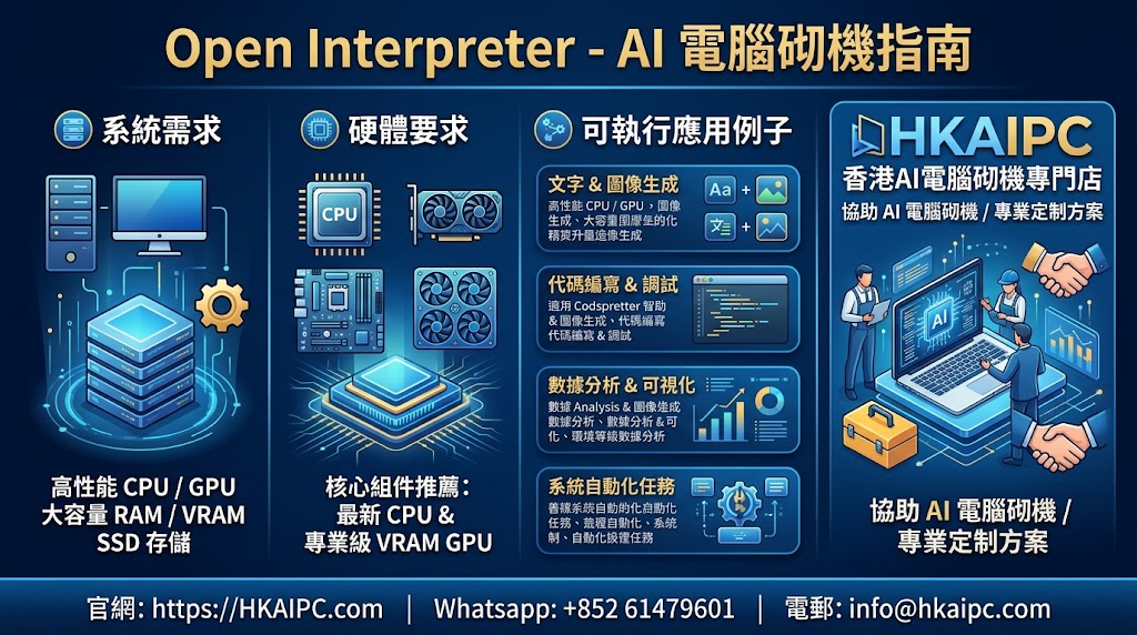 Open Interpreter - AI電腦砌機指南:Open Interpreter 是一款開源的 AI Agent 框架,讓大型語言模型(LLM)能直接在你的電腦本機執行 Python、Bash、PowerShell 等代碼,實現「用自然語言操控電腦」的能力。