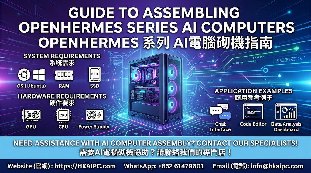 OpenHermes 系列 - AI電腦砌機指南:OpenHermes 2.5(基於 Mistral-7B 微調)是目前開源社群中最優秀的輕量級 LLM 之一。它以 70 億參數(7B)的體積,提供了媲美大型模型的邏輯推理、繁體中文理解及程式碼生成能力,非常適合用於個人 AI 助理、本地知識庫、程式碼開發及微調訓練。本指南將全面分析運行與微調 OpenHermes 系列模型所需的硬體規格、系統軟體配置,以及可落地的實際應用案例。